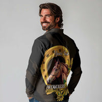 Personalized Preakness Horse Racing Long Sleeve Polo Shirt Horseshoe With Black-Eyed Susans