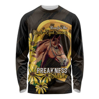 Personalized Preakness Horse Racing Long Sleeve Shirt Horseshoe With Black-Eyed Susans