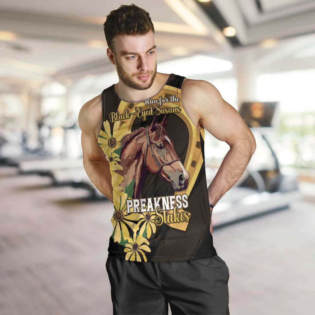 Personalized Preakness Horse Racing Men Tank Top Horseshoe With Black-Eyed Susans
