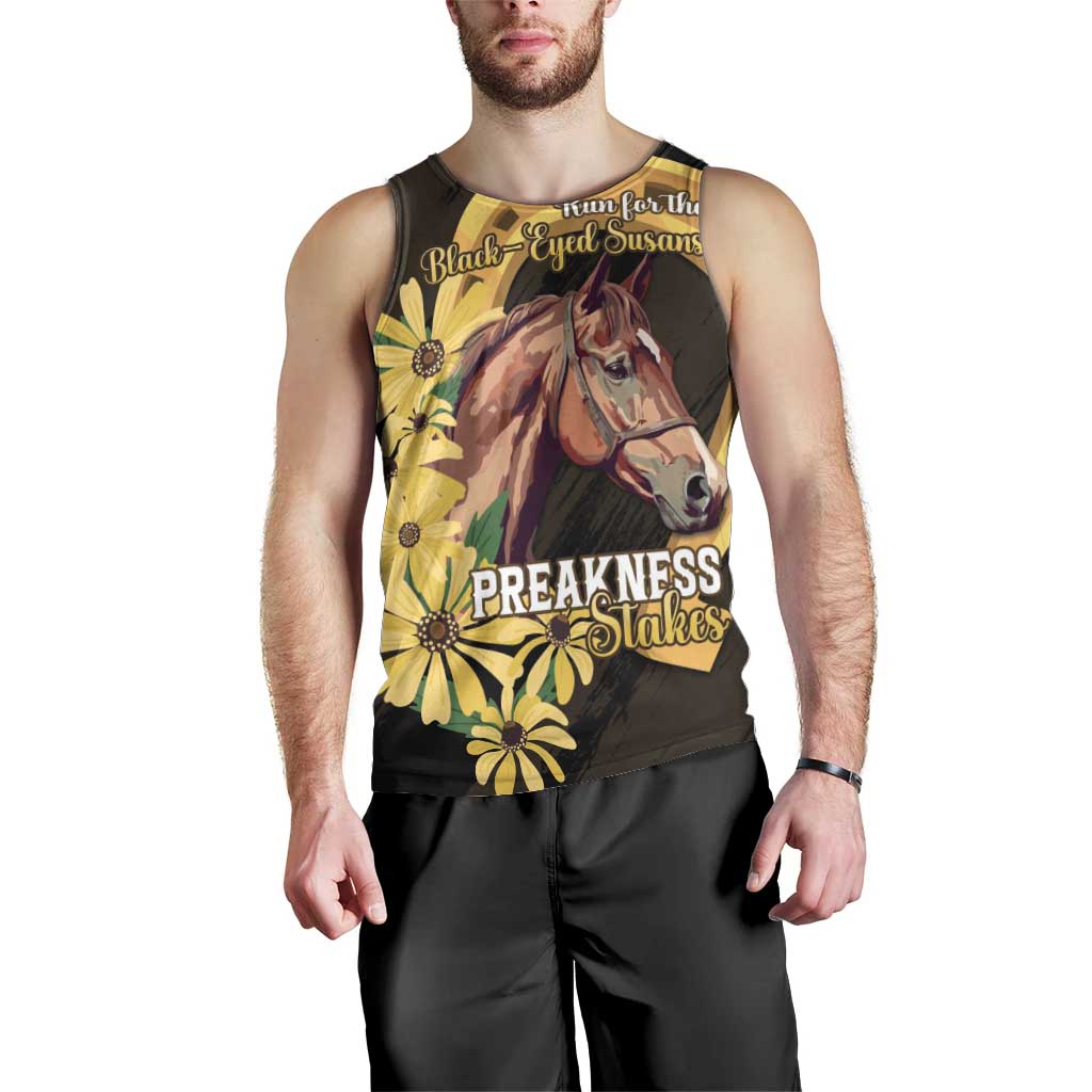 Personalized Preakness Horse Racing Men Tank Top Horseshoe With Black-Eyed Susans