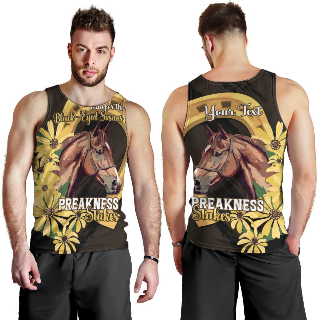Personalized Preakness Horse Racing Men Tank Top Horseshoe With Black-Eyed Susans
