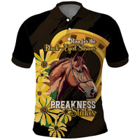 Personalized Preakness Horse Racing Polo Shirt Horseshoe With Black-Eyed Susans