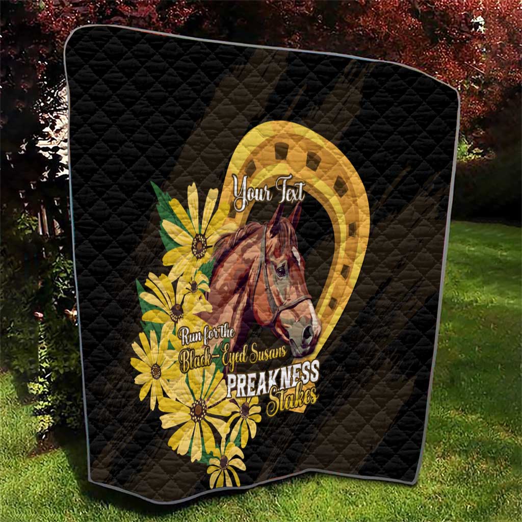 Personalized Preakness Horse Racing Quilt Horseshoe With Black-Eyed Susans