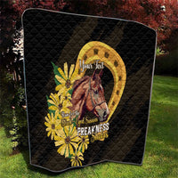 Personalized Preakness Horse Racing Quilt Horseshoe With Black-Eyed Susans