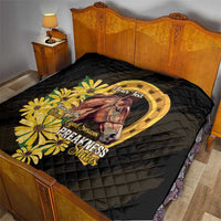 Personalized Preakness Horse Racing Quilt Horseshoe With Black-Eyed Susans