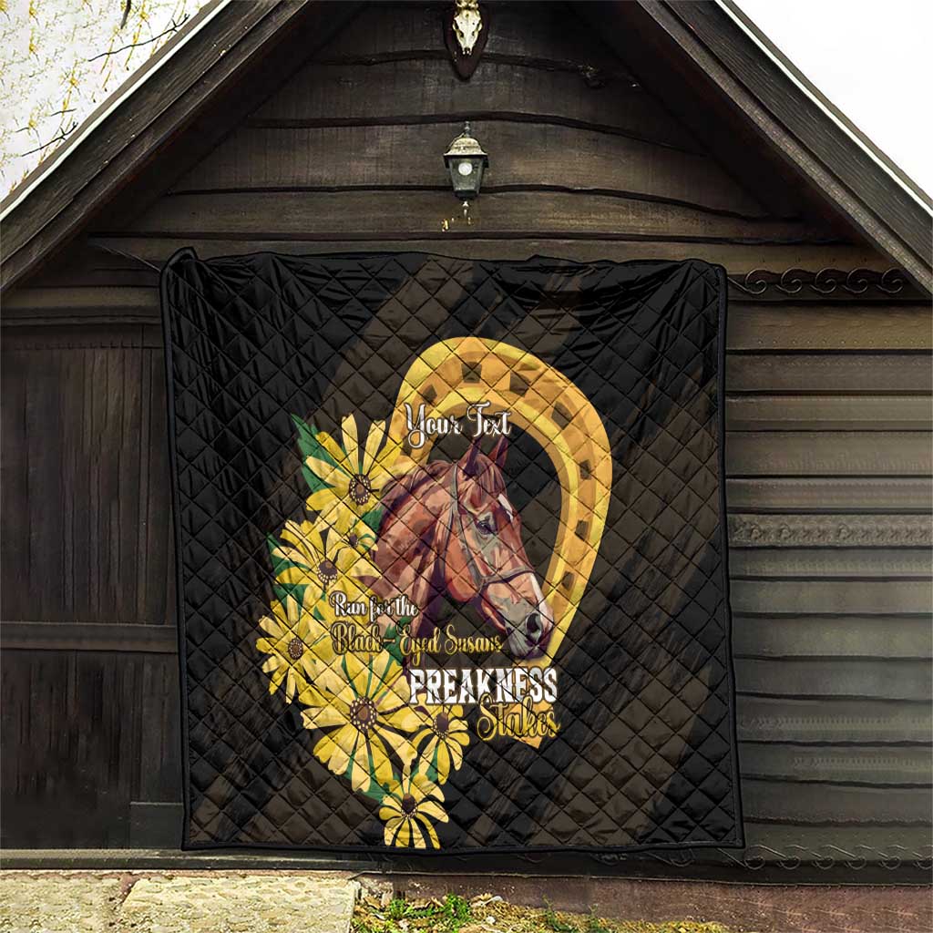 Personalized Preakness Horse Racing Quilt Horseshoe With Black-Eyed Susans