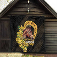 Personalized Preakness Horse Racing Quilt Horseshoe With Black-Eyed Susans