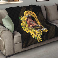 Personalized Preakness Horse Racing Quilt Horseshoe With Black-Eyed Susans