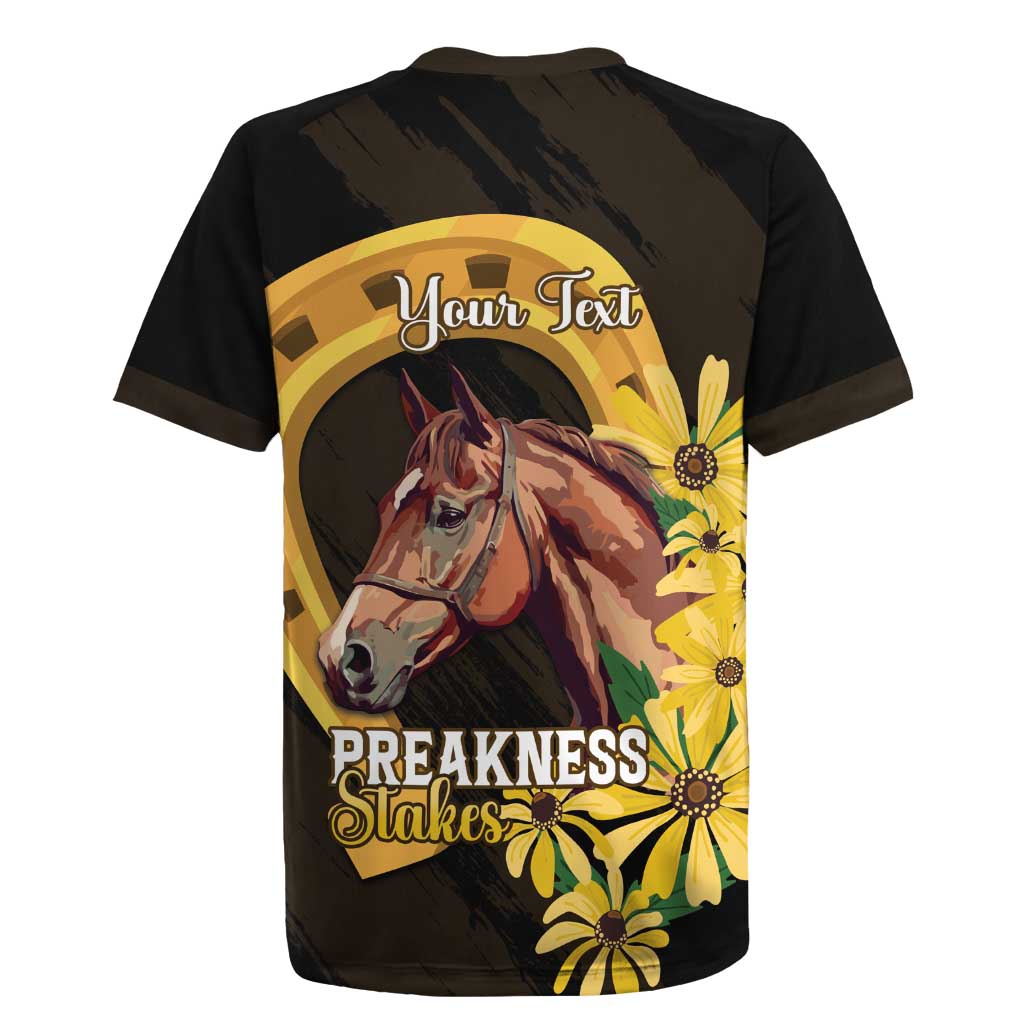Personalized Preakness Horse Racing Rugby Jersey Horseshoe With Black-Eyed Susans