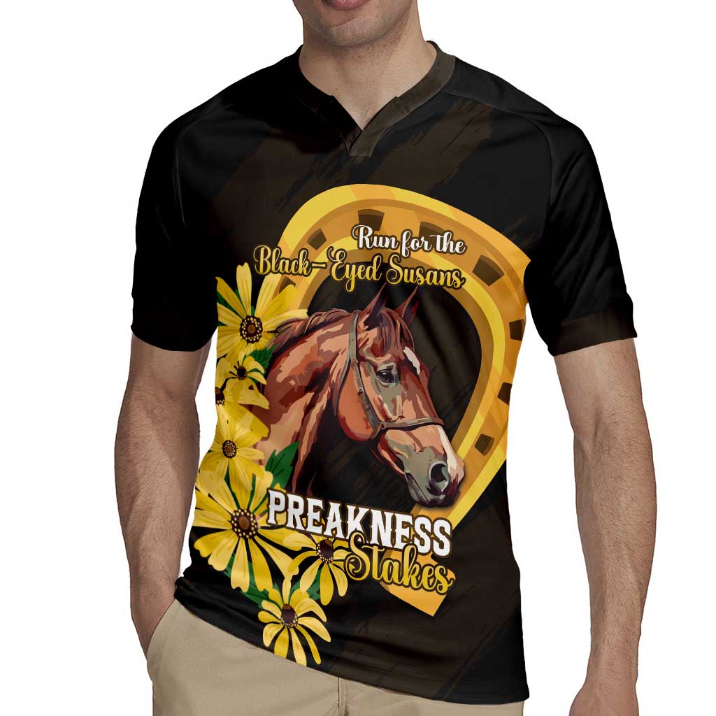 Personalized Preakness Horse Racing Rugby Jersey Horseshoe With Black-Eyed Susans