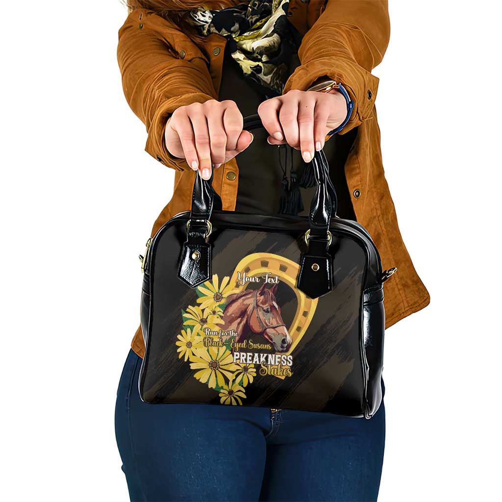 Personalized Preakness Horse Racing Shoulder Handbag Horseshoe With Black-Eyed Susans