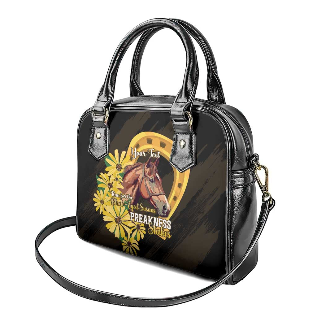 Personalized Preakness Horse Racing Shoulder Handbag Horseshoe With Black-Eyed Susans