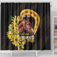 Personalized Preakness Horse Racing Shower Curtain Horseshoe With Black-Eyed Susans
