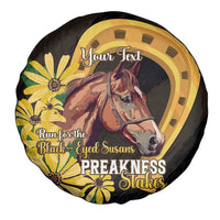 Personalized Preakness Horse Racing Spare Tire Cover Horseshoe With Black-Eyed Susans
