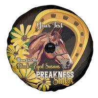 Personalized Preakness Horse Racing Spare Tire Cover Horseshoe With Black-Eyed Susans