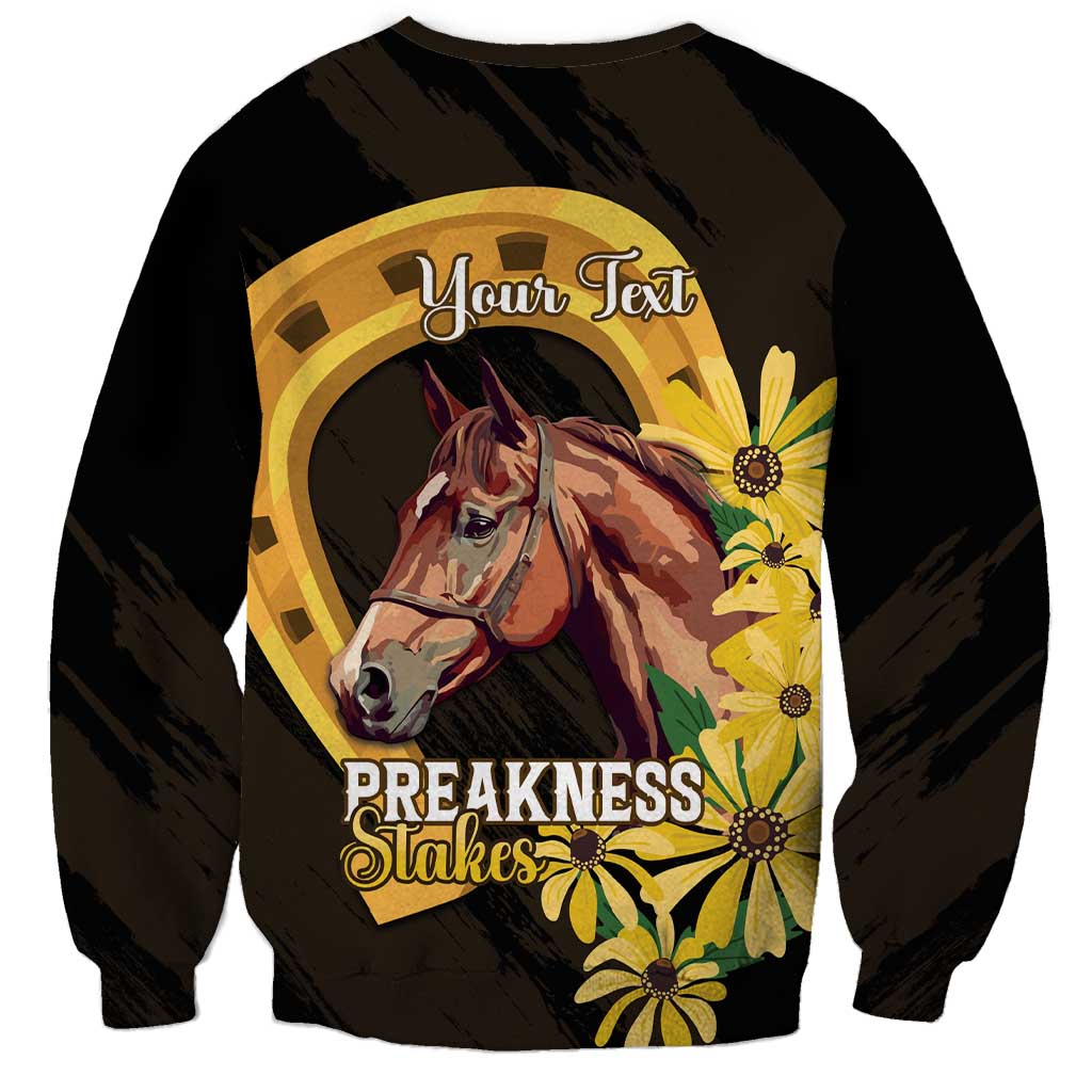 Personalized Preakness Horse Racing Sweatshirt Horseshoe With Black-Eyed Susans
