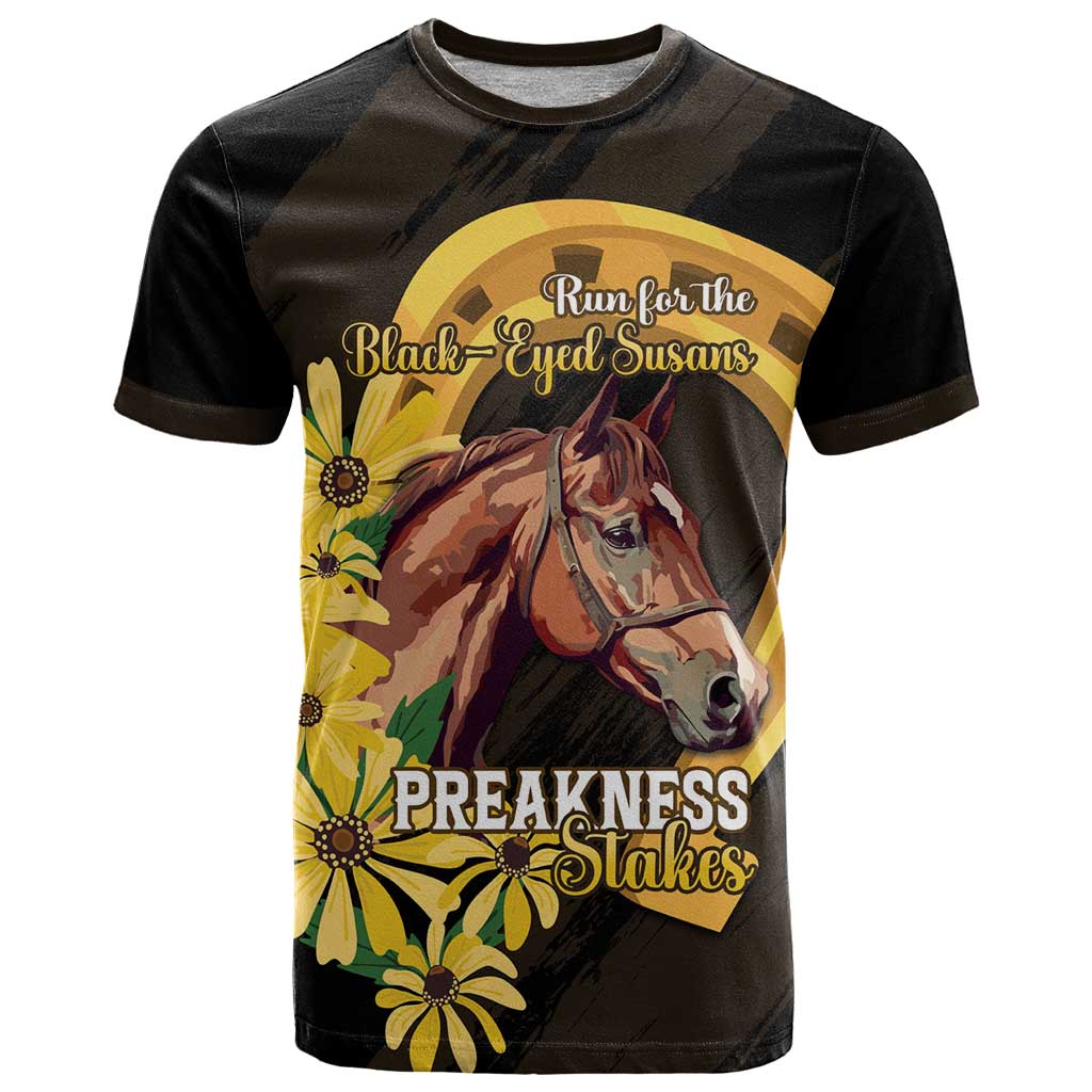 Personalized Preakness Horse Racing T Shirt Horseshoe With Black-Eyed Susans