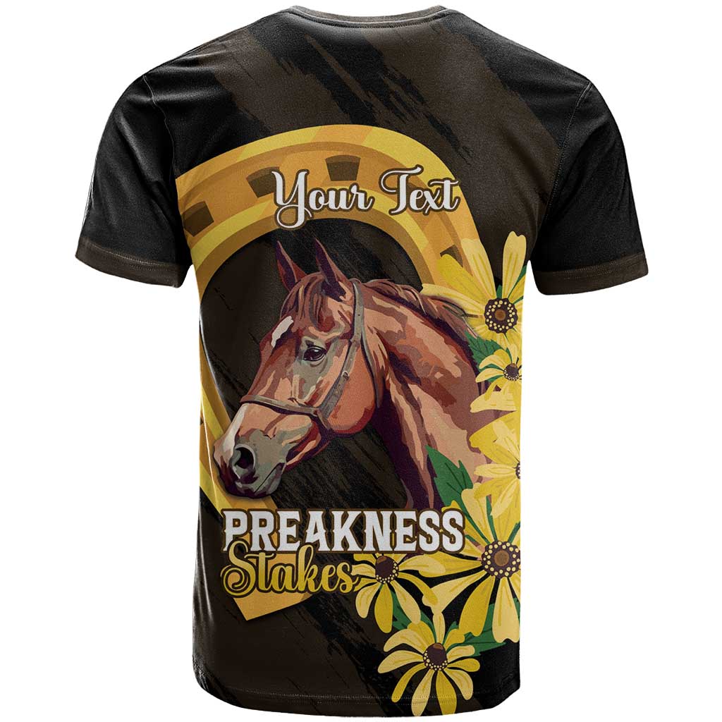Personalized Preakness Horse Racing T Shirt Horseshoe With Black-Eyed Susans