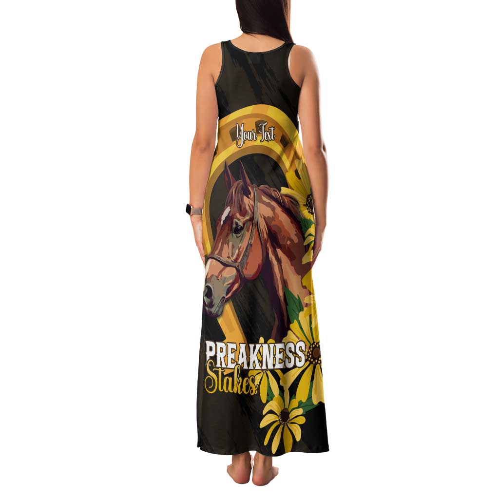 Personalized Preakness Horse Racing Tank Maxi Dress Horseshoe With Black-Eyed Susans