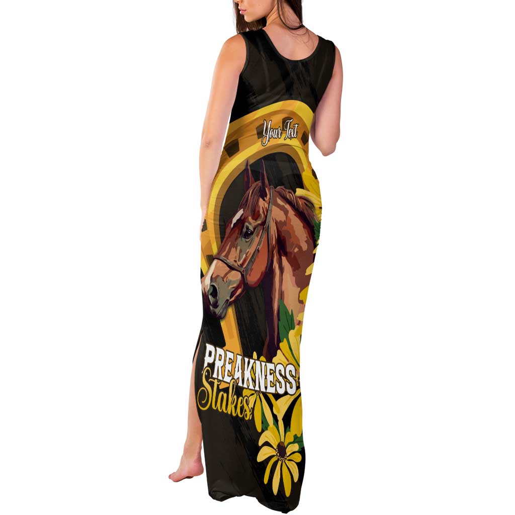 Personalized Preakness Horse Racing Tank Maxi Dress Horseshoe With Black-Eyed Susans
