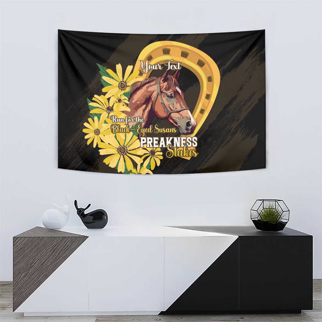 Personalized Preakness Horse Racing Tapestry Horseshoe With Black-Eyed Susans