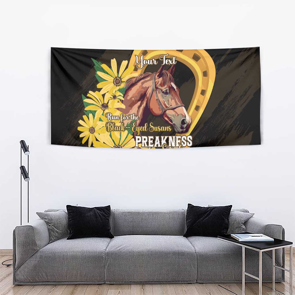 Personalized Preakness Horse Racing Tapestry Horseshoe With Black-Eyed Susans