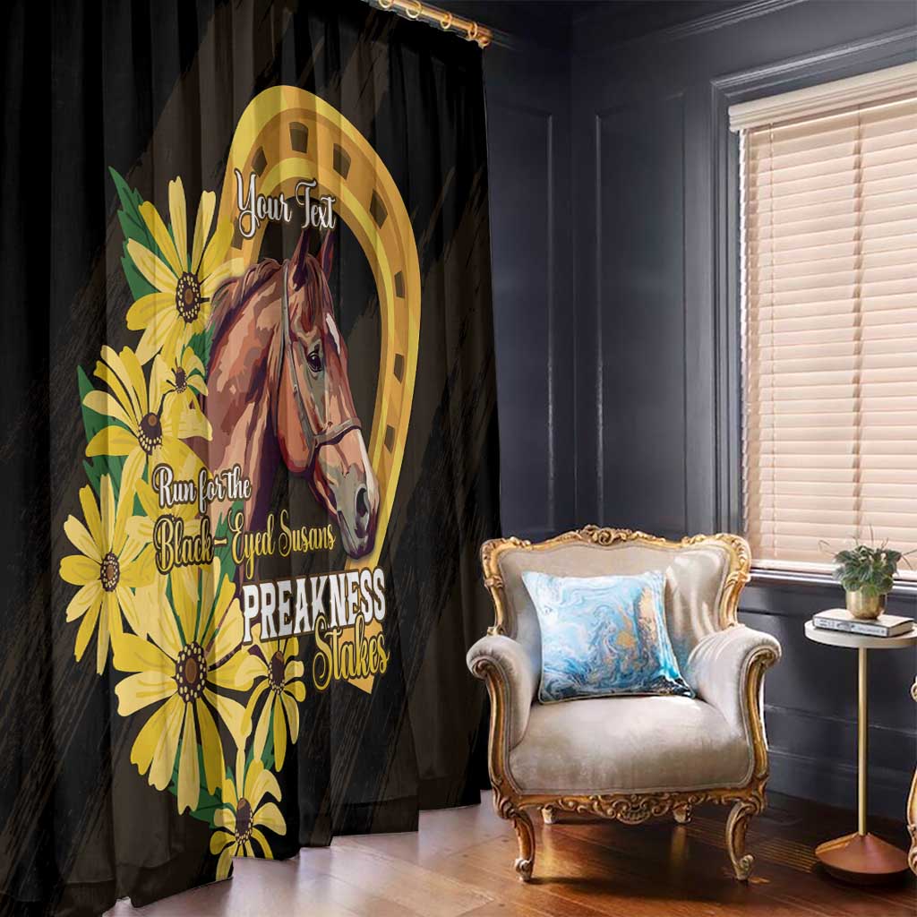 Personalized Preakness Horse Racing Window Curtain Horseshoe With Black-Eyed Susans