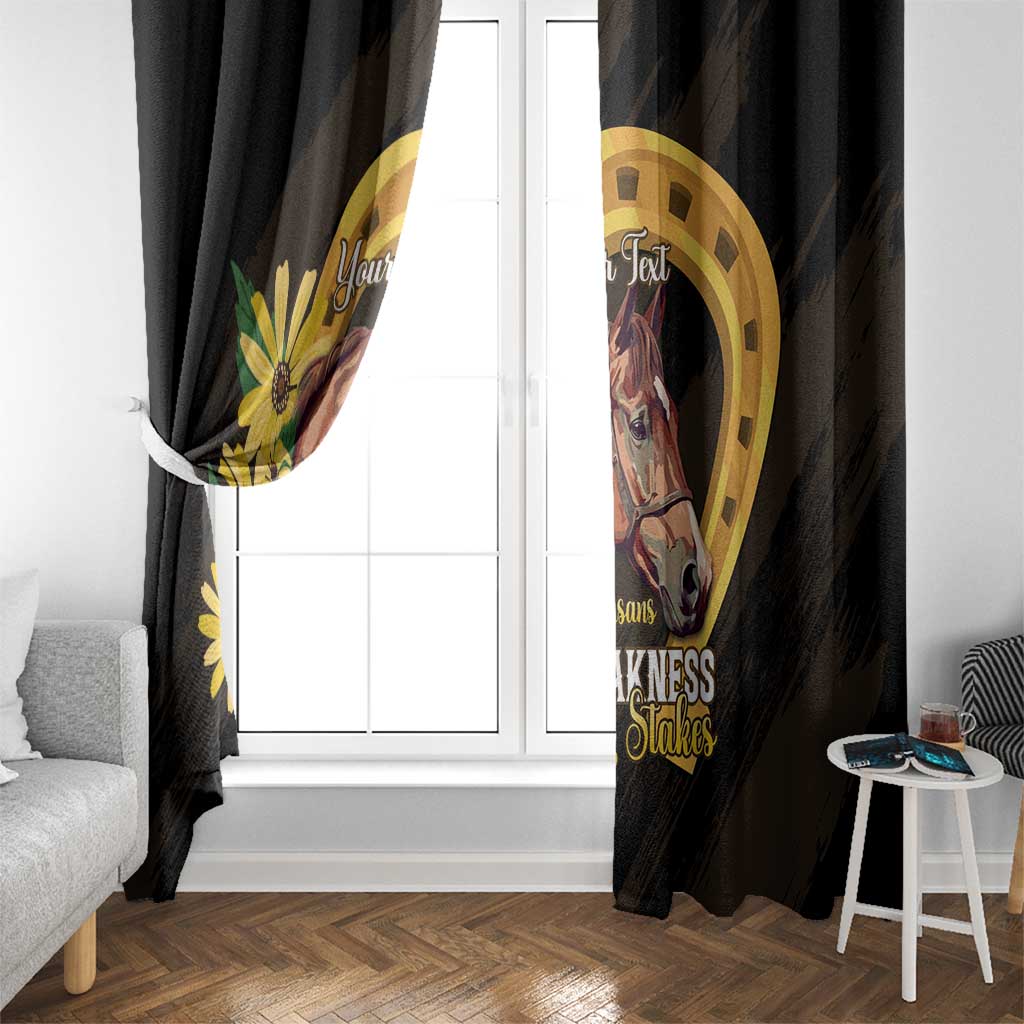 Personalized Preakness Horse Racing Window Curtain Horseshoe With Black-Eyed Susans