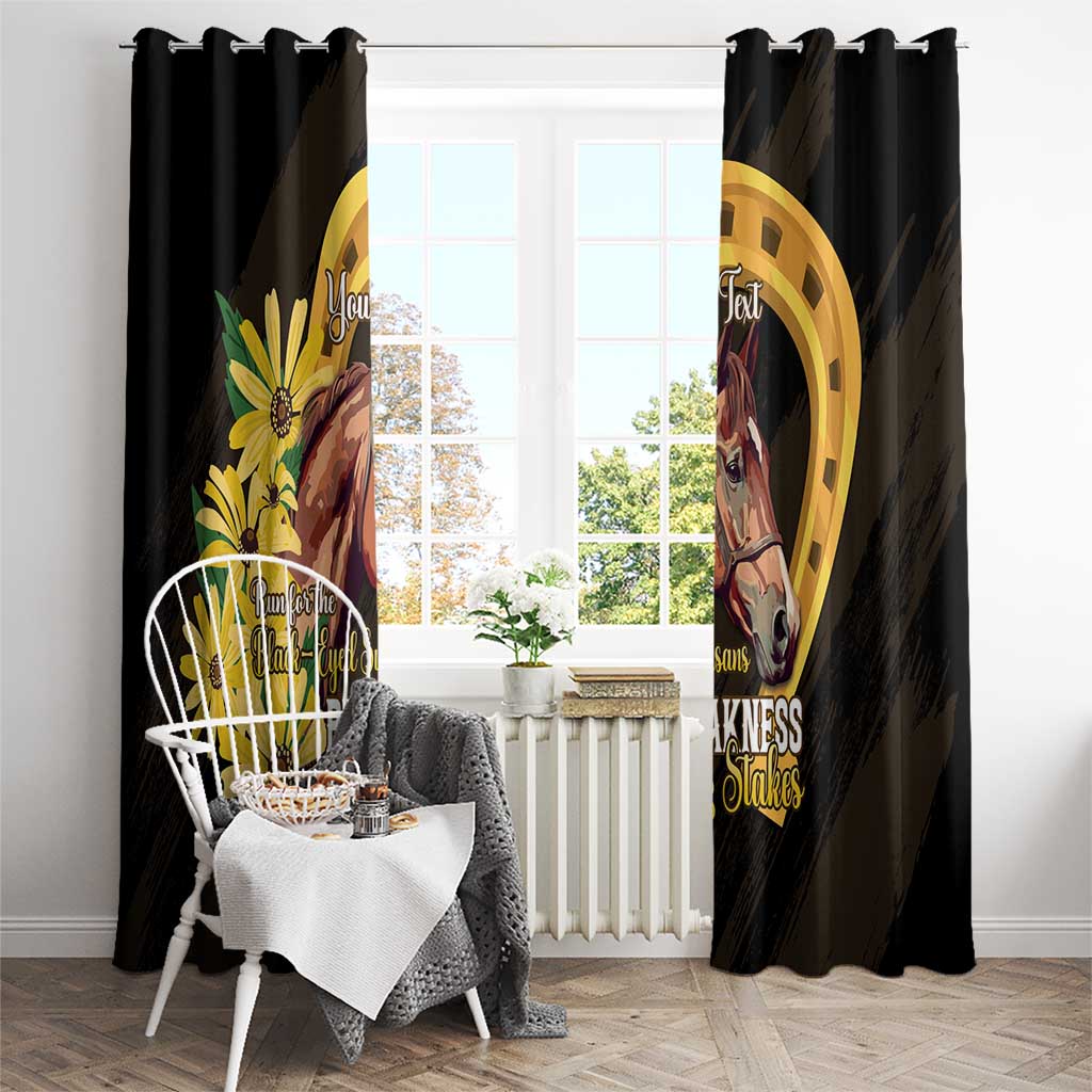 Personalized Preakness Horse Racing Window Curtain Horseshoe With Black-Eyed Susans