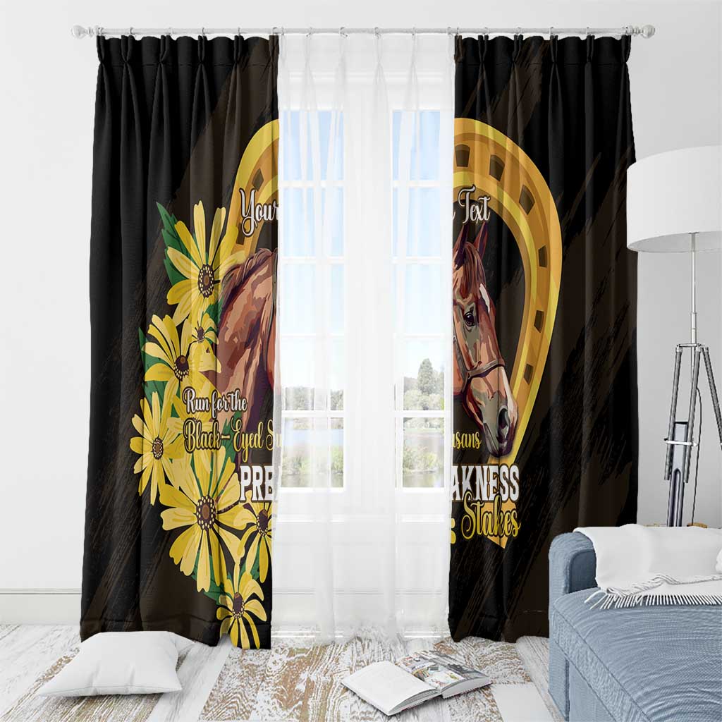Personalized Preakness Horse Racing Window Curtain Horseshoe With Black-Eyed Susans