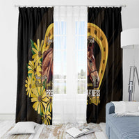 Personalized Preakness Horse Racing Window Curtain Horseshoe With Black-Eyed Susans