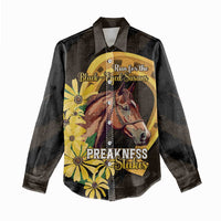 Personalized Preakness Horse Racing Women Casual Shirt Horseshoe With Black-Eyed Susans