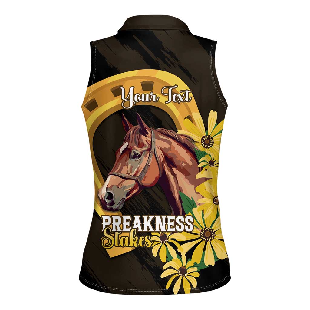 Personalized Preakness Horse Racing Women Sleeveless Polo Shirt Horseshoe With Black-Eyed Susans