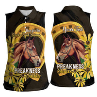 Personalized Preakness Horse Racing Women Sleeveless Polo Shirt Horseshoe With Black-Eyed Susans