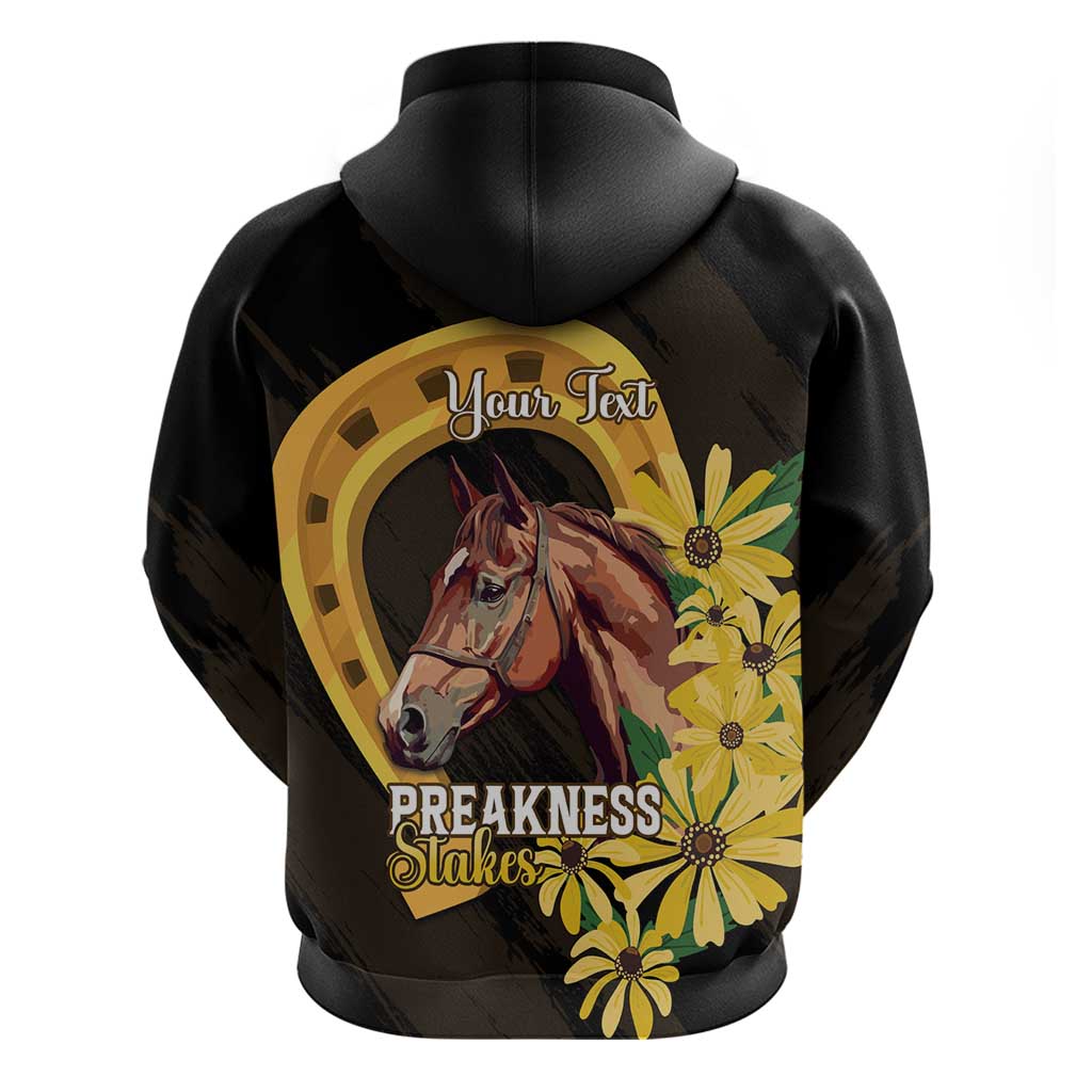 Personalized Preakness Horse Racing Zip Hoodie Horseshoe With Black-Eyed Susans