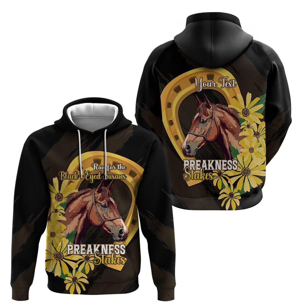 Personalized Preakness Horse Racing Zip Hoodie Horseshoe With Black-Eyed Susans