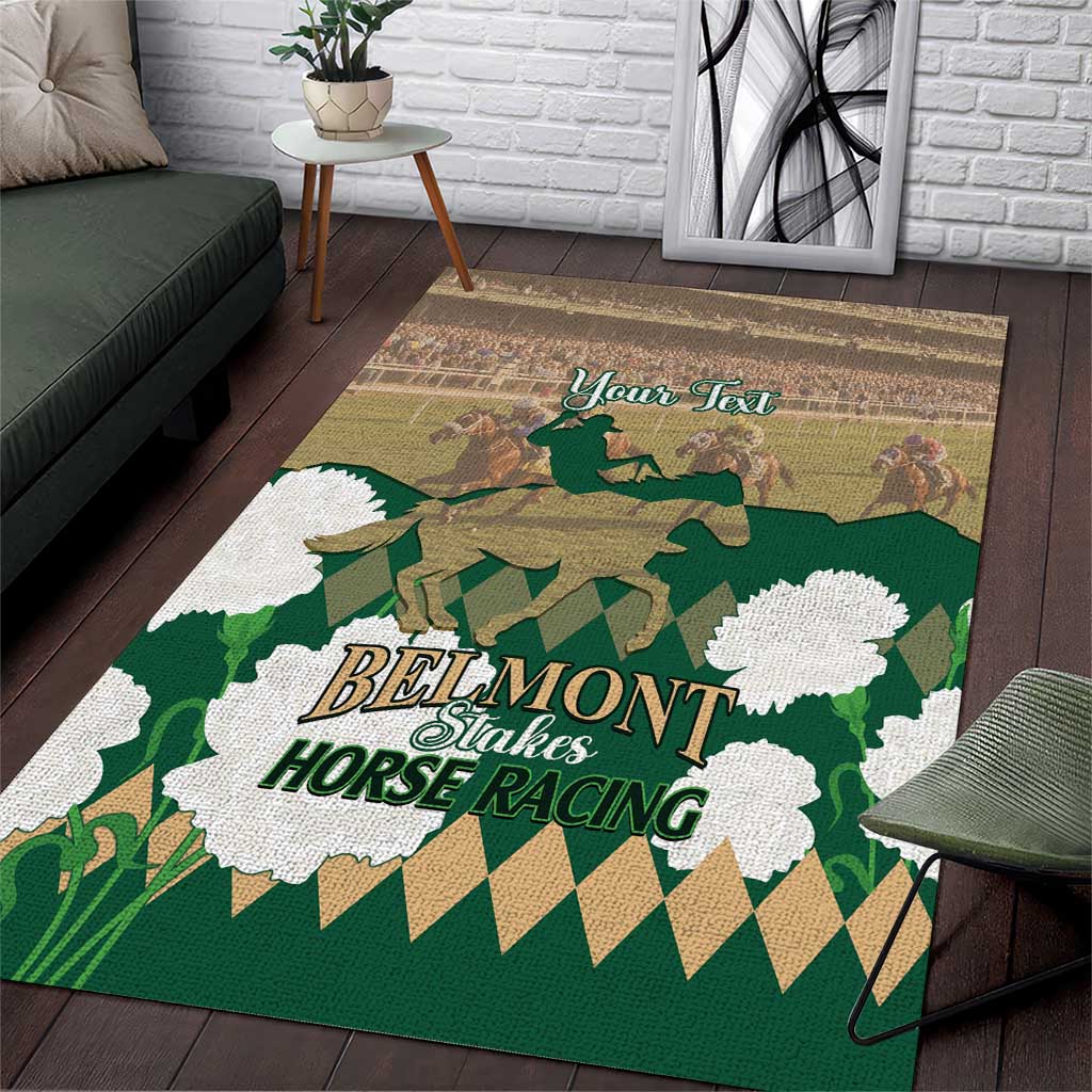 Personalized Belmont Horse Racing Area Rug 157th Anniversary Run For The Carnations