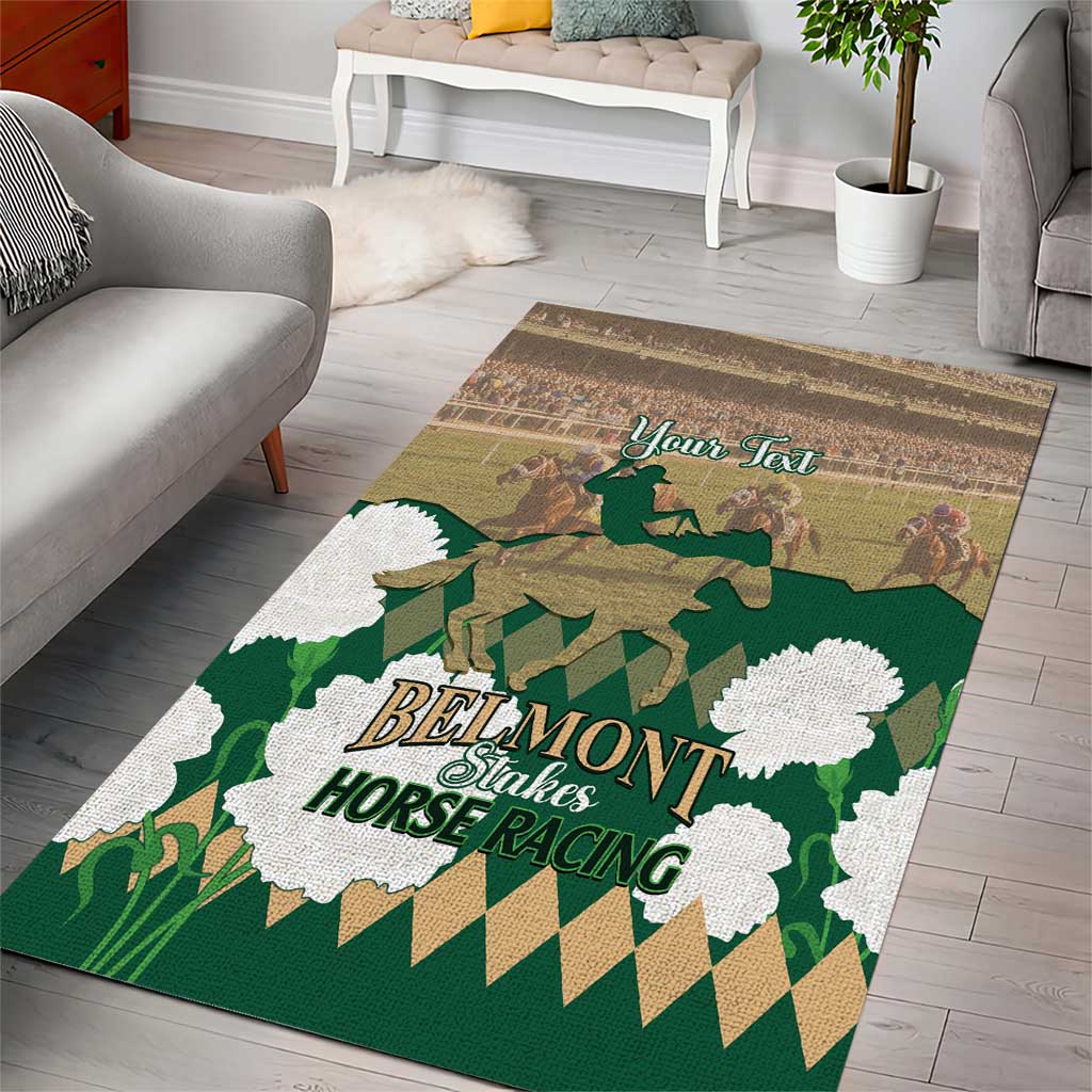 Personalized Belmont Horse Racing Area Rug 157th Anniversary Run For The Carnations