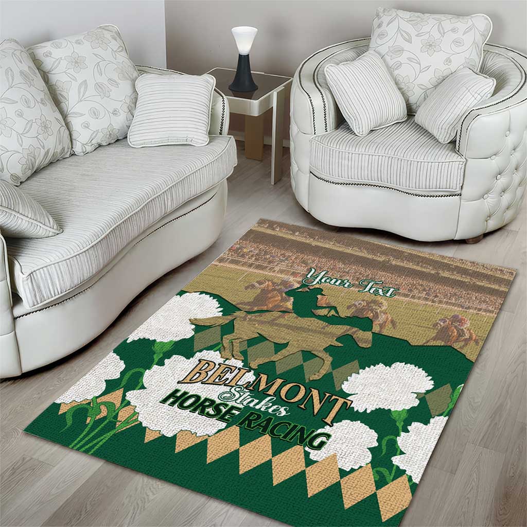 Personalized Belmont Horse Racing Area Rug 157th Anniversary Run For The Carnations