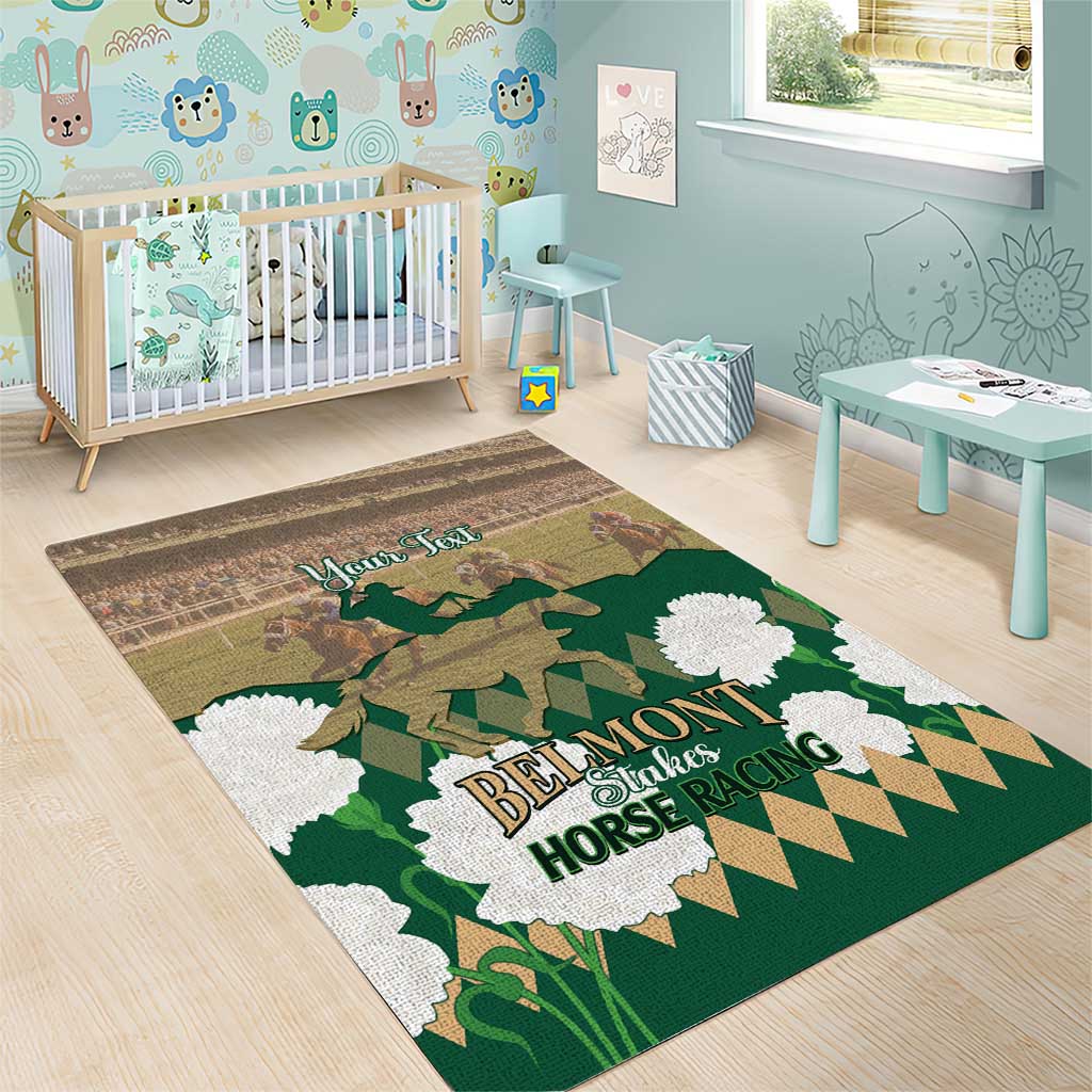 Personalized Belmont Horse Racing Area Rug 157th Anniversary Run For The Carnations