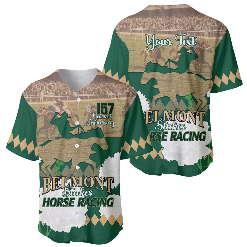 Personalized Belmont Horse Racing Baseball Jersey 157th Anniversary Run For The Carnations