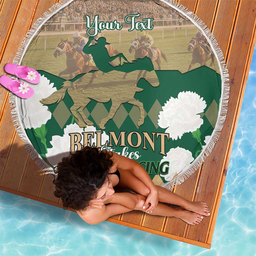 Personalized Belmont Horse Racing Beach Blanket 157th Anniversary Run For The Carnations