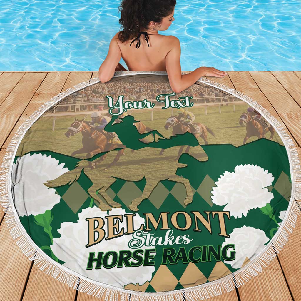 Personalized Belmont Horse Racing Beach Blanket 157th Anniversary Run For The Carnations