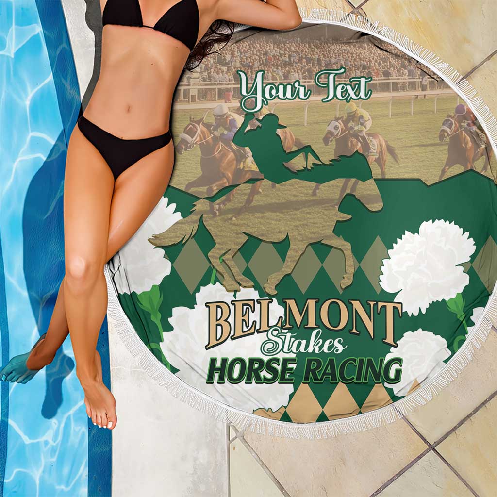 Personalized Belmont Horse Racing Beach Blanket 157th Anniversary Run For The Carnations