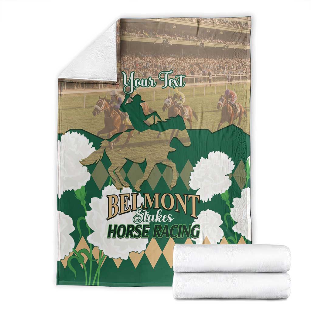 Personalized Belmont Horse Racing Blanket 157th Anniversary Run For The Carnations