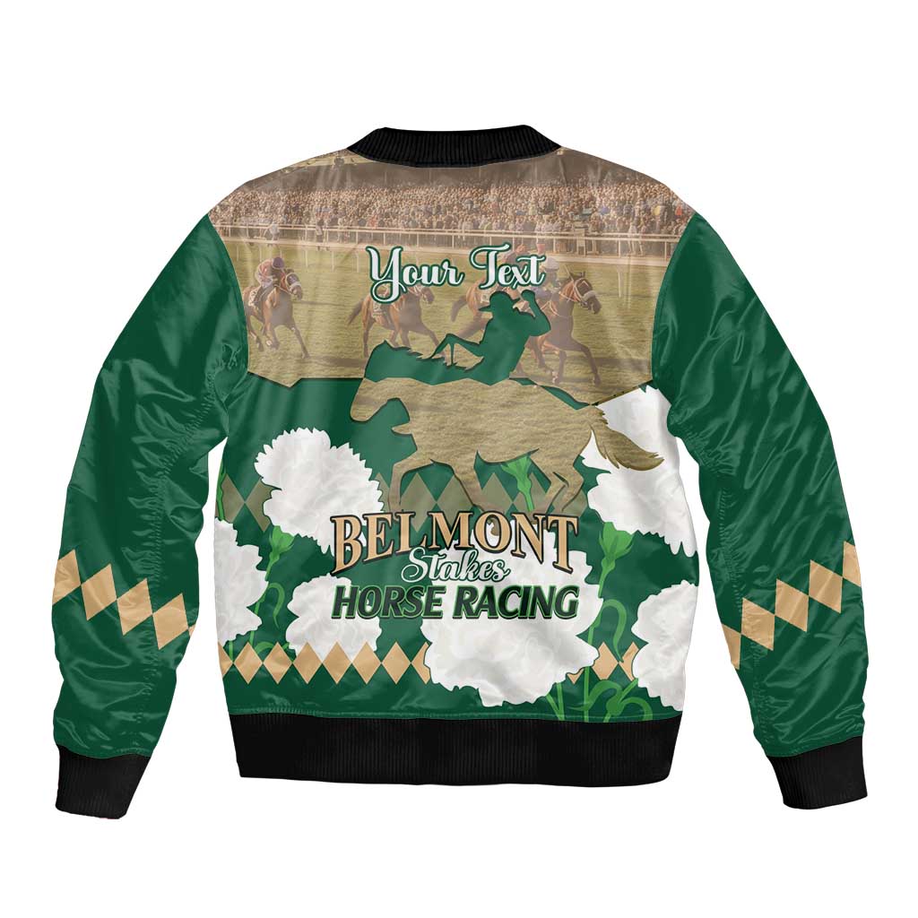 Personalized Belmont Horse Racing Bomber Jacket 157th Anniversary Run For The Carnations