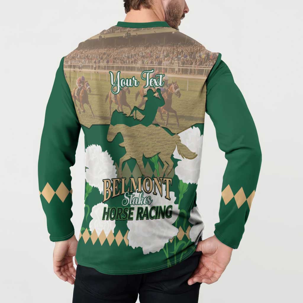 Personalized Belmont Horse Racing Button Sweatshirt 157th Anniversary Run For The Carnations