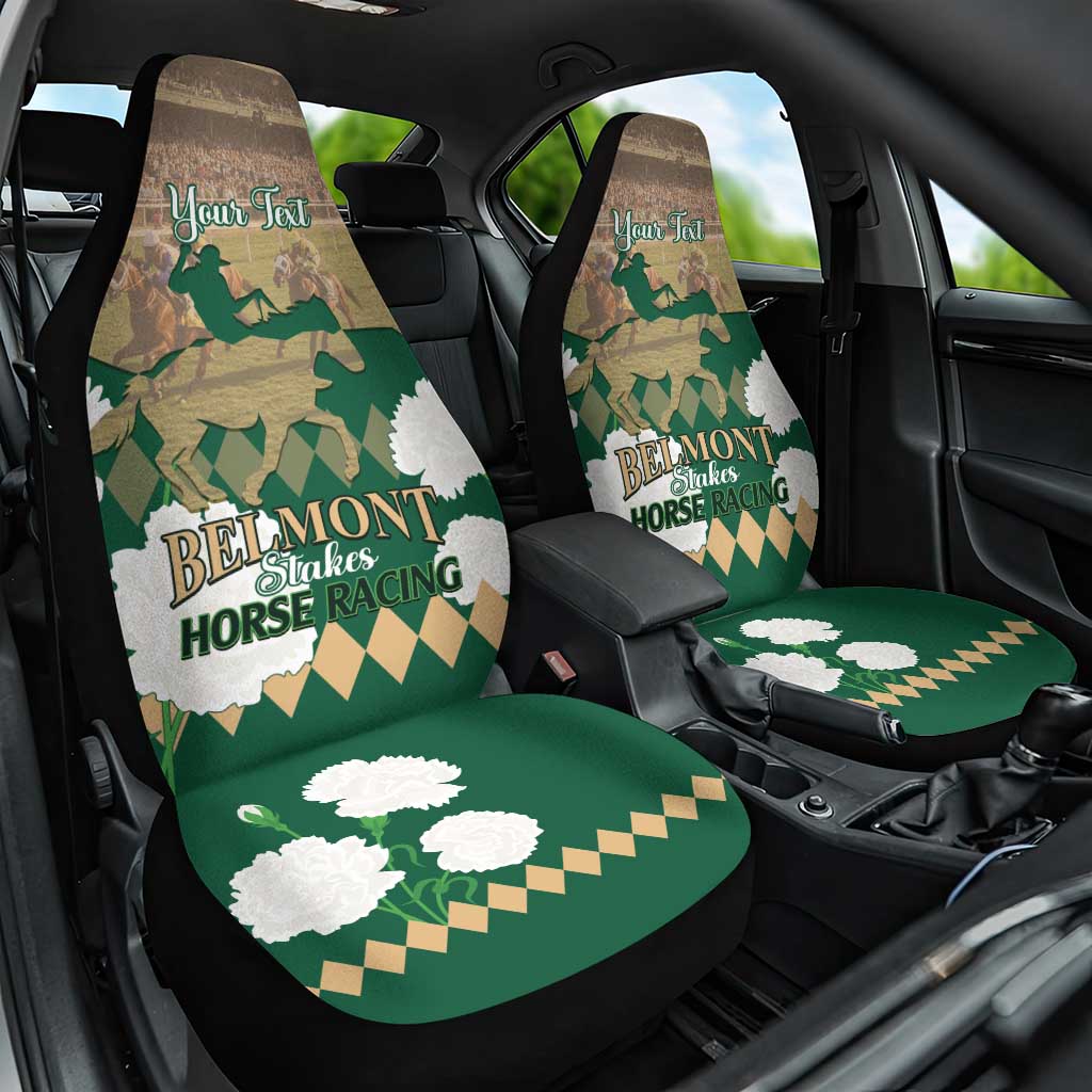 Personalized Belmont Horse Racing Car Seat Cover 157th Anniversary Run For The Carnations