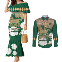 Personalized Belmont Horse Racing Couples Matching Mermaid Dress and Long Sleeve Button Shirt 157th Anniversary Run For The Carnations