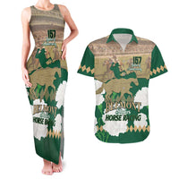 Personalized Belmont Horse Racing Couples Matching Tank Maxi Dress and Hawaiian Shirt 157th Anniversary Run For The Carnations